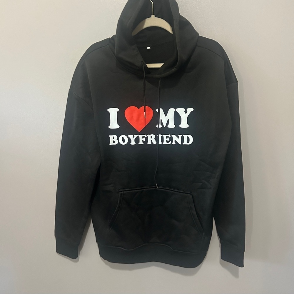 Black 'I Love My Boyfriend' Hoodie